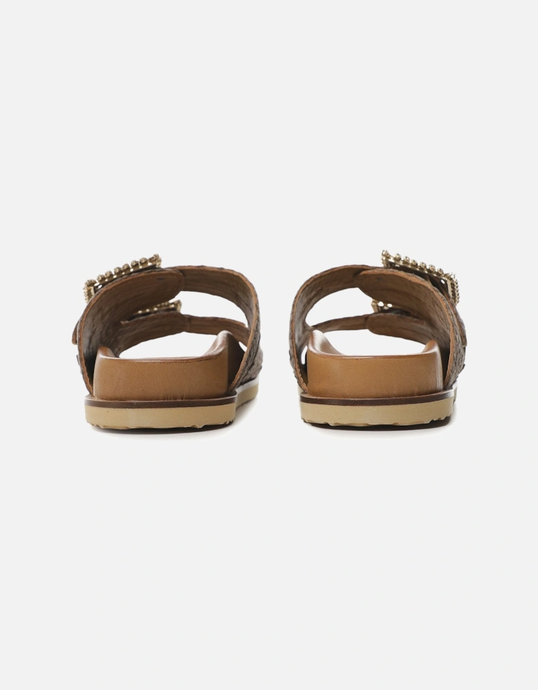 Embellished Raffia Sandals