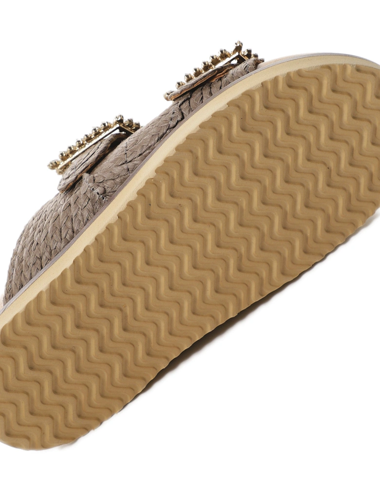 Embellished Raffia Sandals
