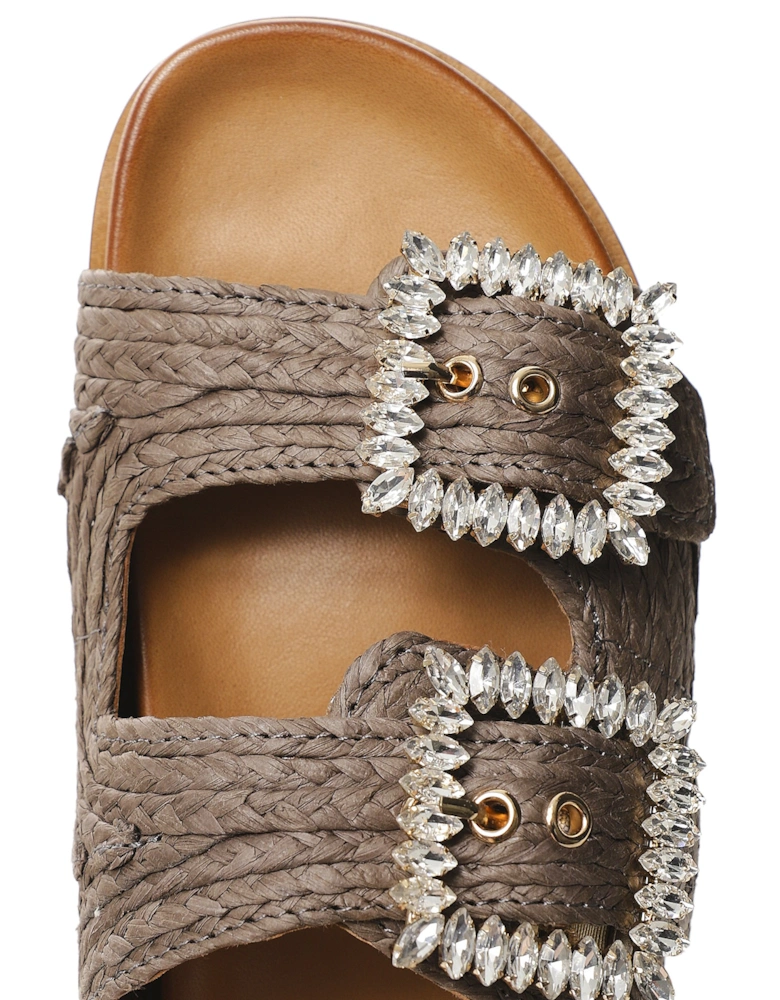Embellished Raffia Sandals