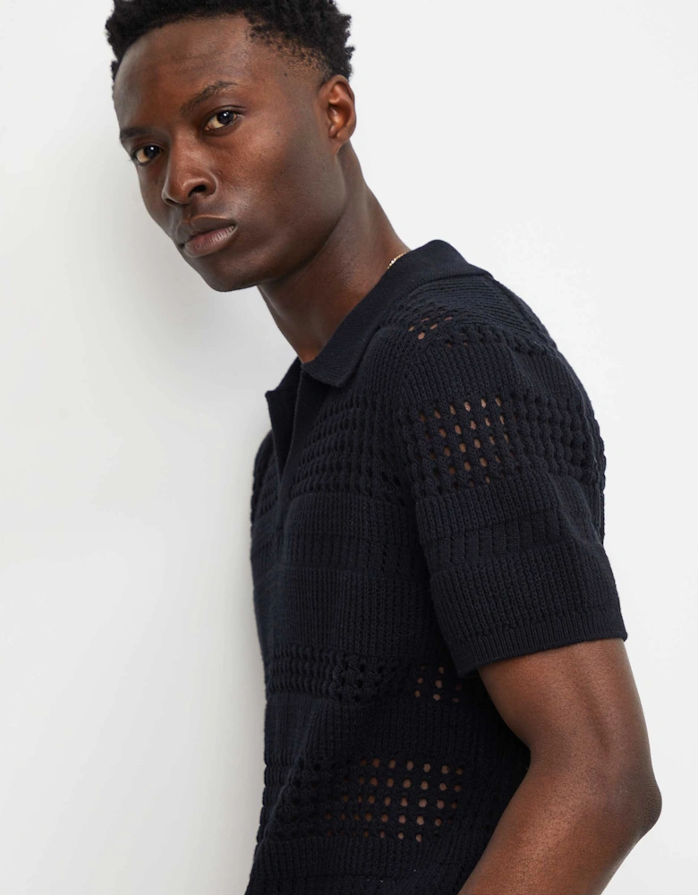 Siena Pointelle Knit Polo Shirt