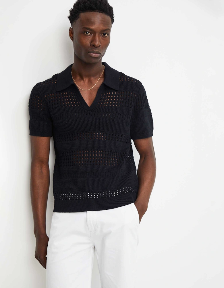 Siena Pointelle Knit Polo Shirt