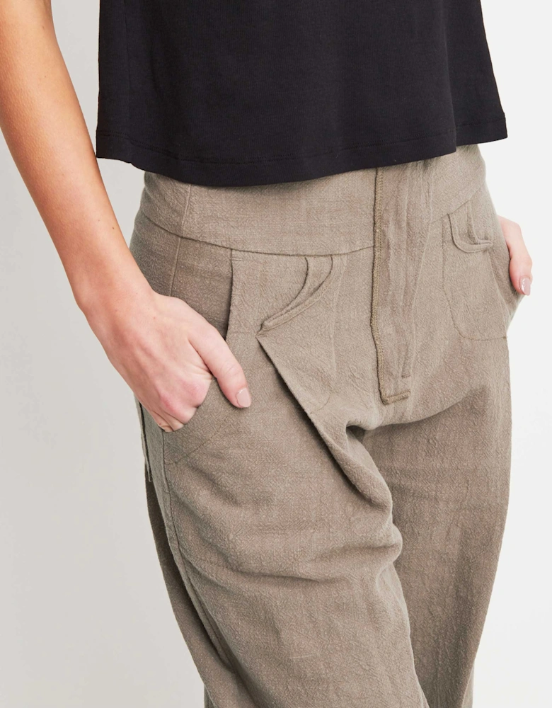 Ramie Barrel Leg Trousers