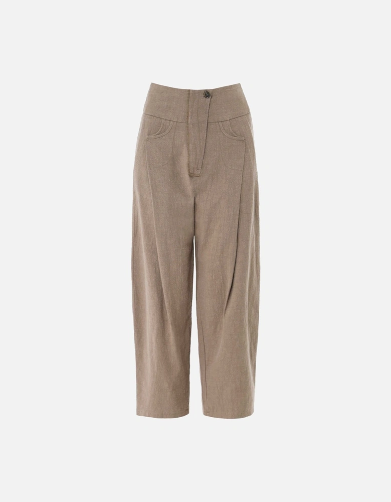 Ramie Barrel Leg Trousers