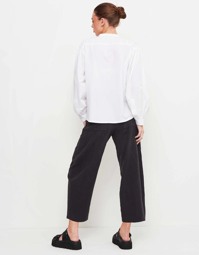 Ramie Barrel Leg Trousers