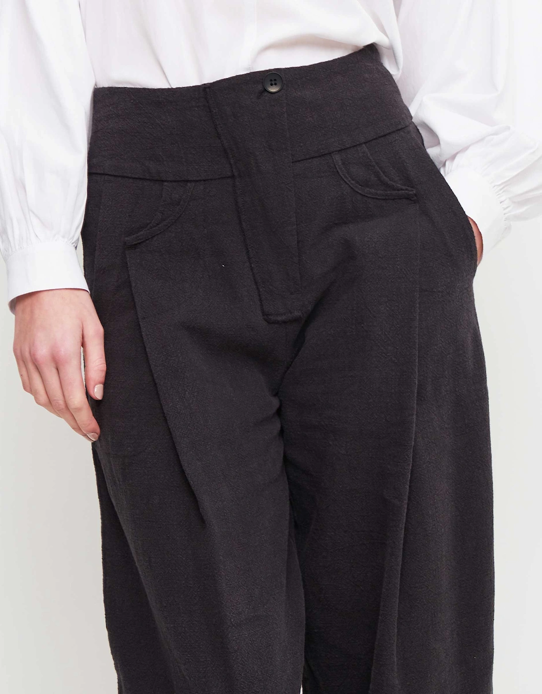 Ramie Barrel Leg Trousers