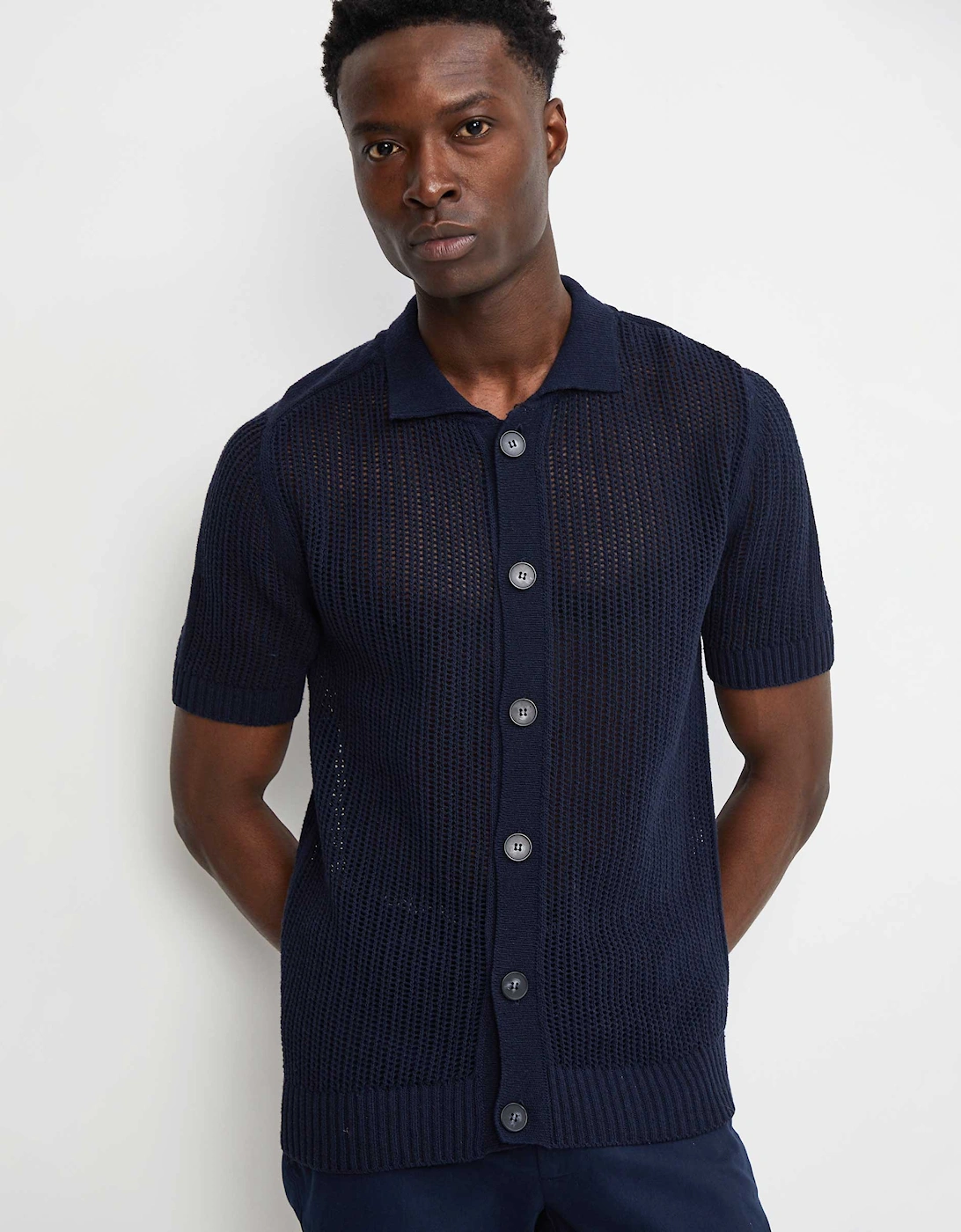 Knitted Button-Through Polo Shirt