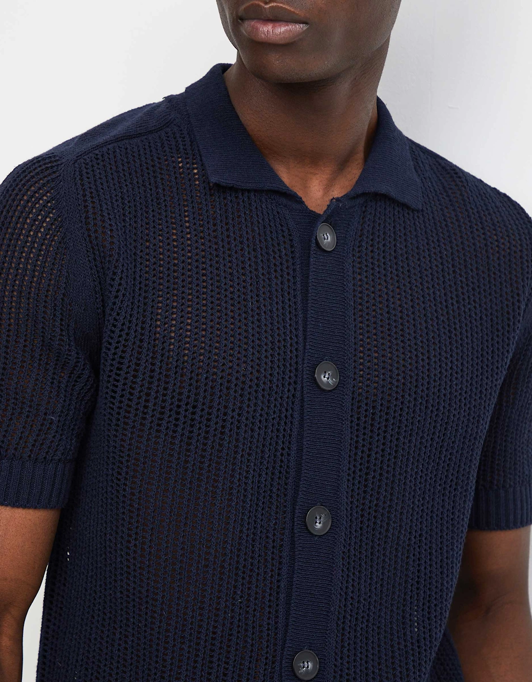 Knitted Button-Through Polo Shirt
