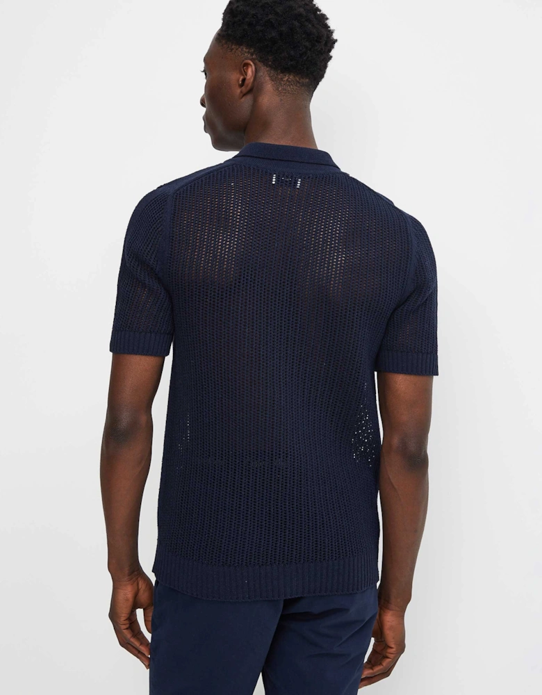 Knitted Button-Through Polo Shirt
