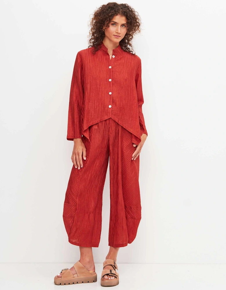 Pleated Barrel Leg Trousers