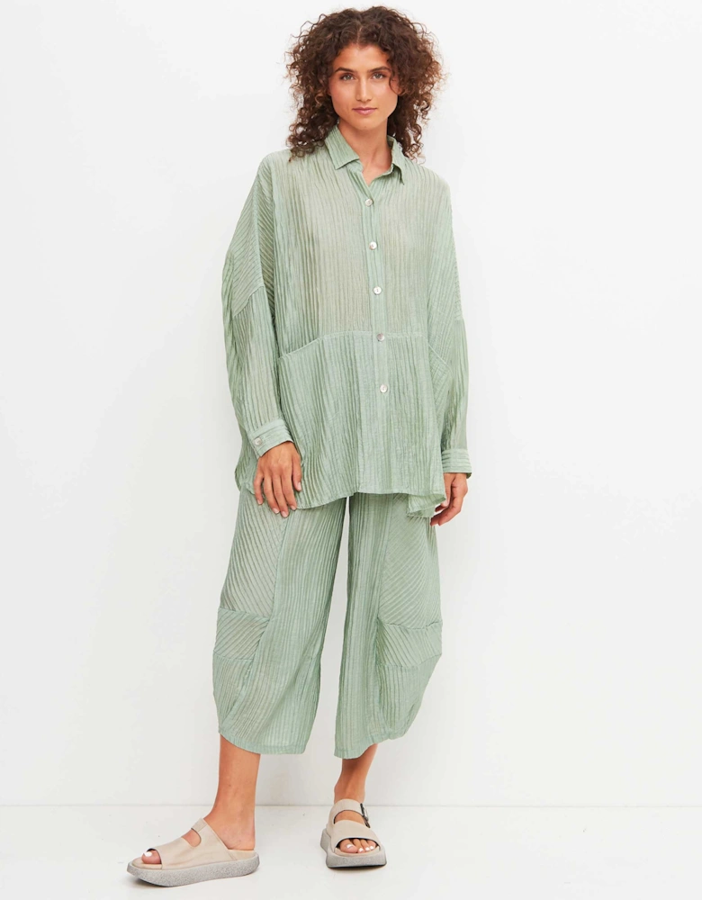 Pleated Barrel Leg Trousers
