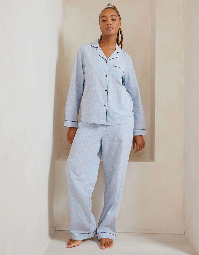 Starfish Stripe Print Long Pyjama Set