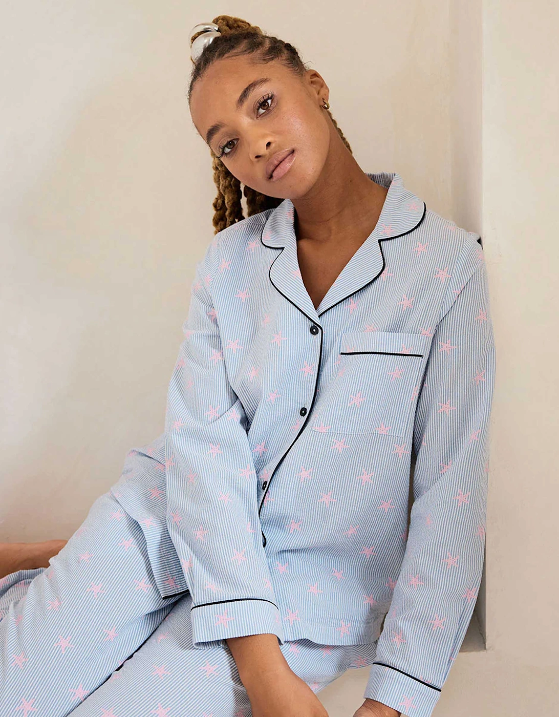 Starfish Stripe Print Long Pyjama Set
