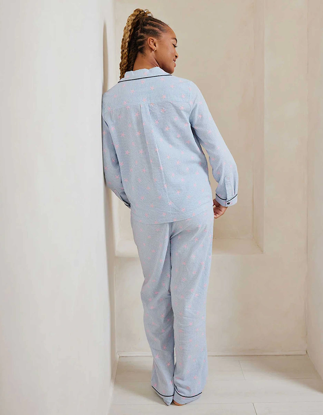 Starfish Stripe Print Long Pyjama Set