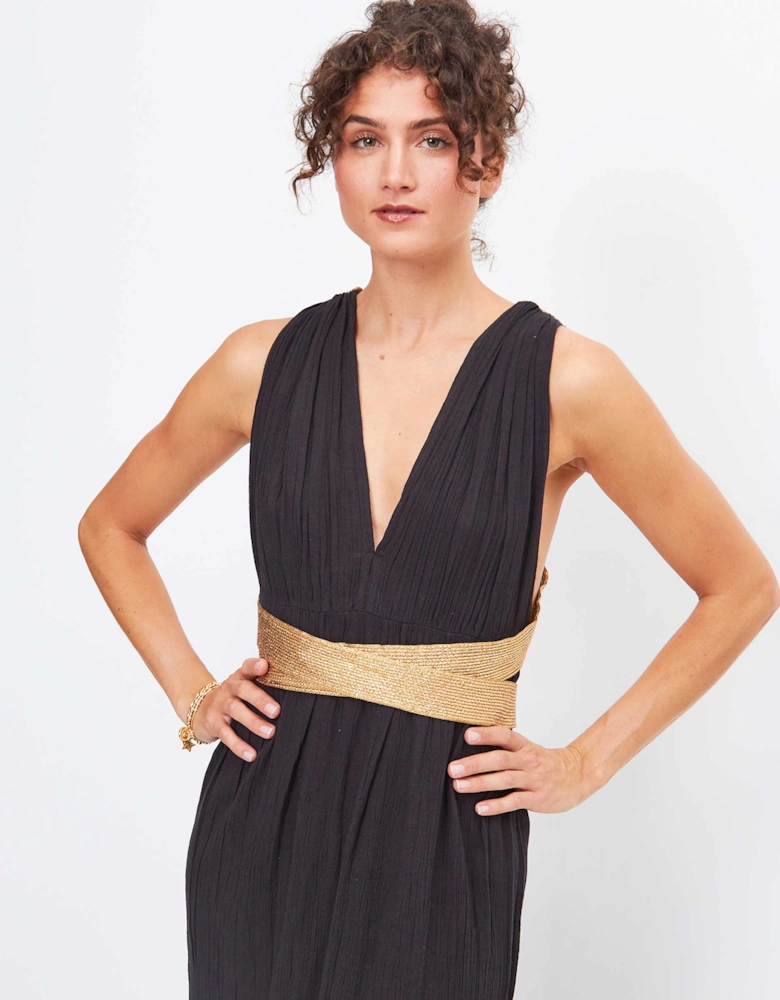Grecian Crossover Belt Dress