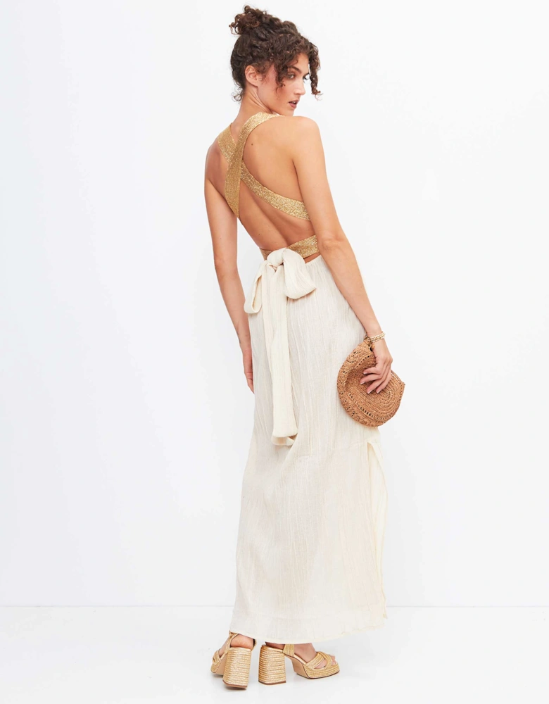 Grecian Crossover Belt Dress