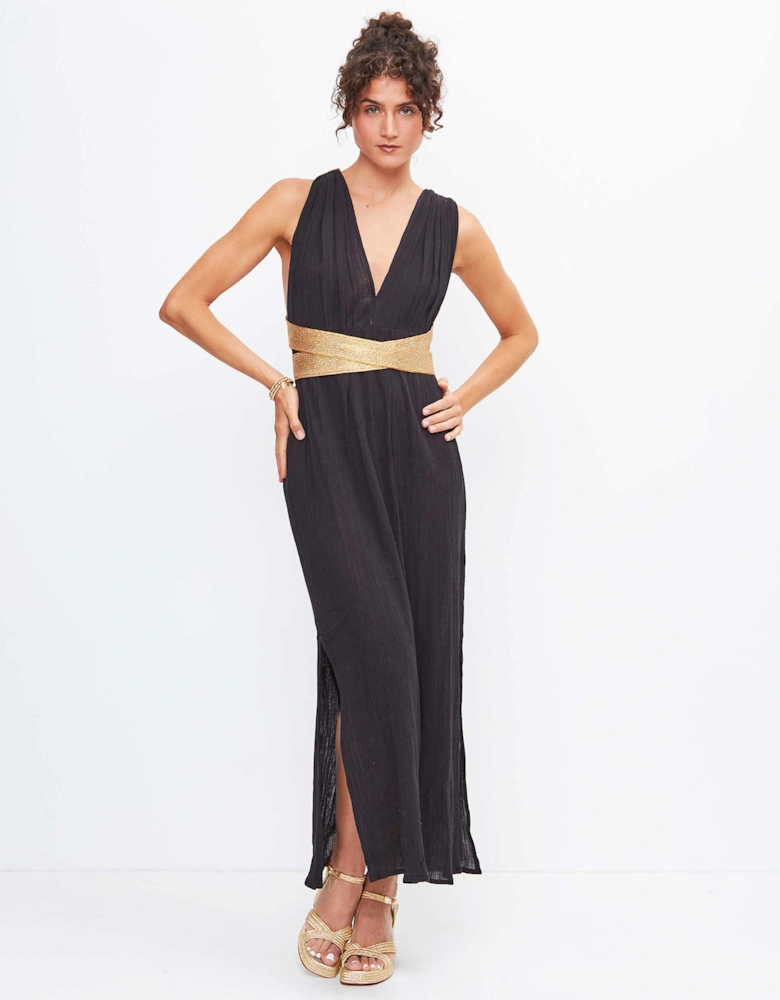 Grecian Crossover Belt Dress