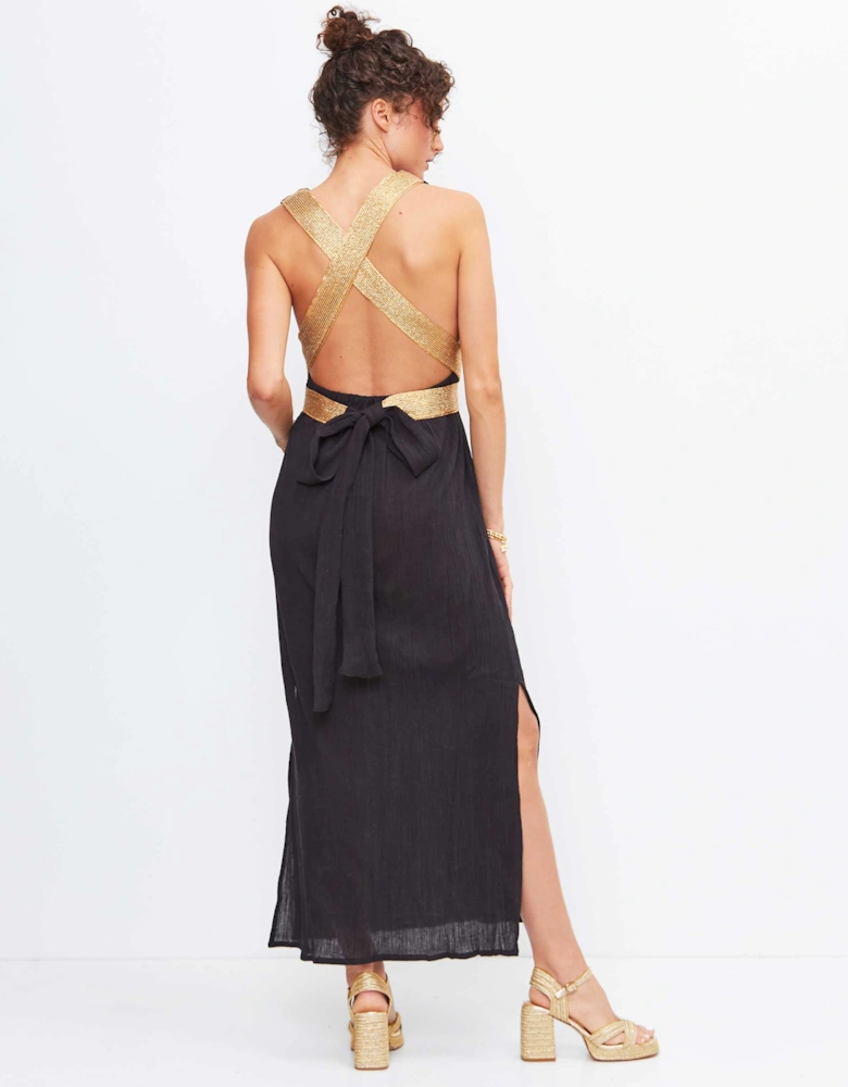 Grecian Crossover Belt Dress