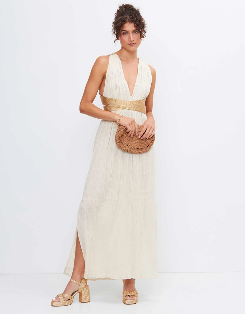 Grecian Crossover Belt Dress