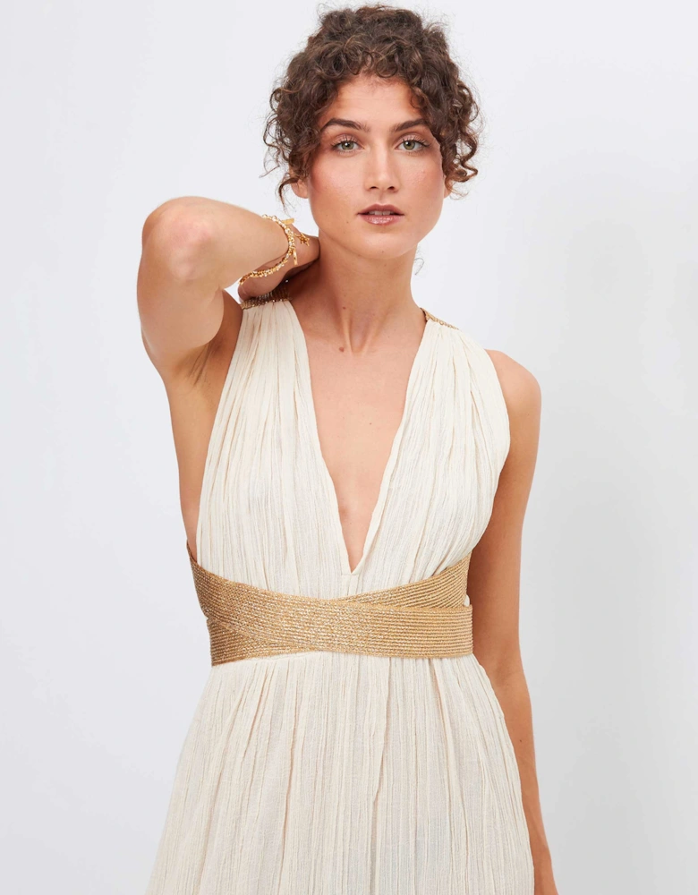 Grecian Crossover Belt Dress
