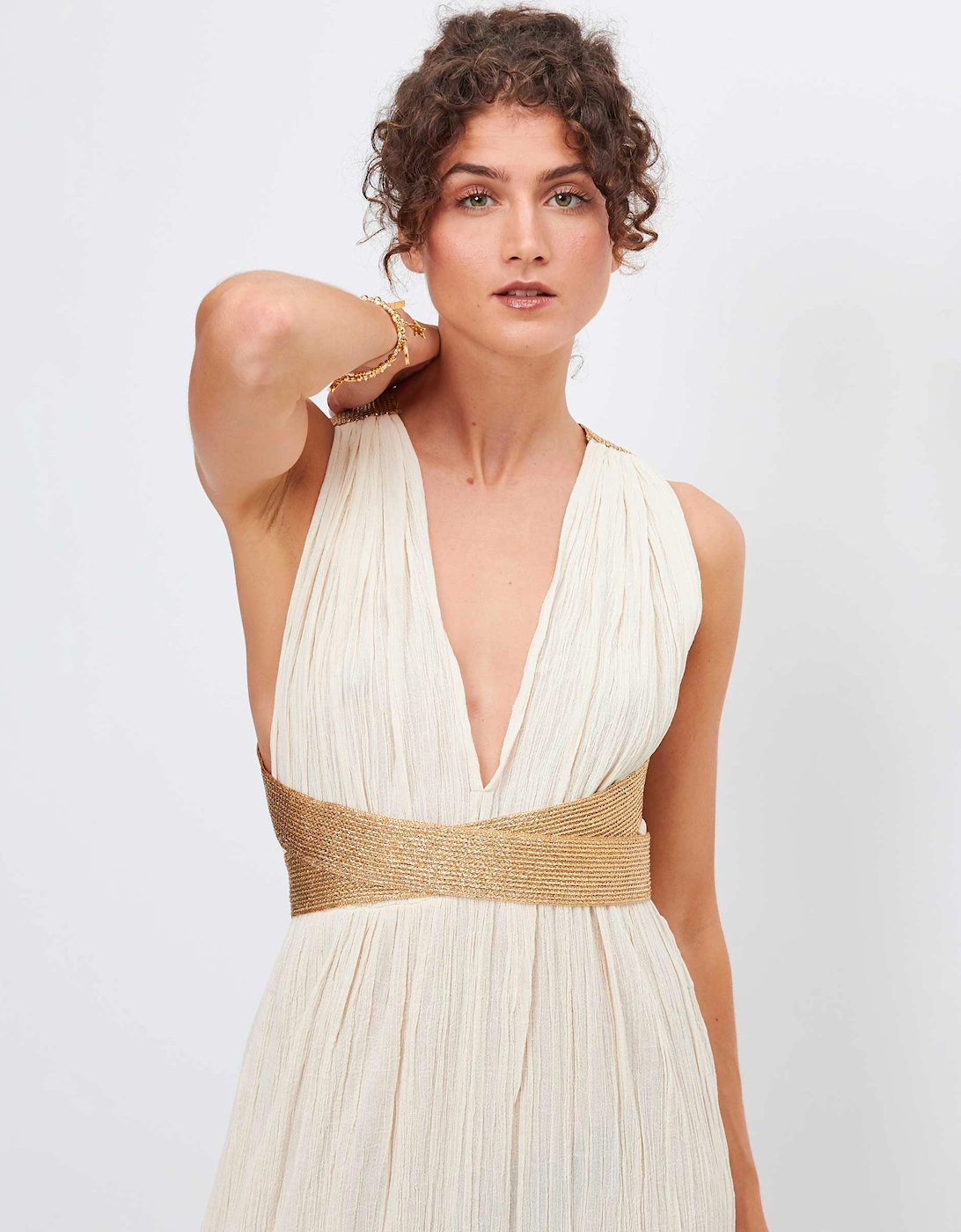 Grecian Crossover Belt Dress