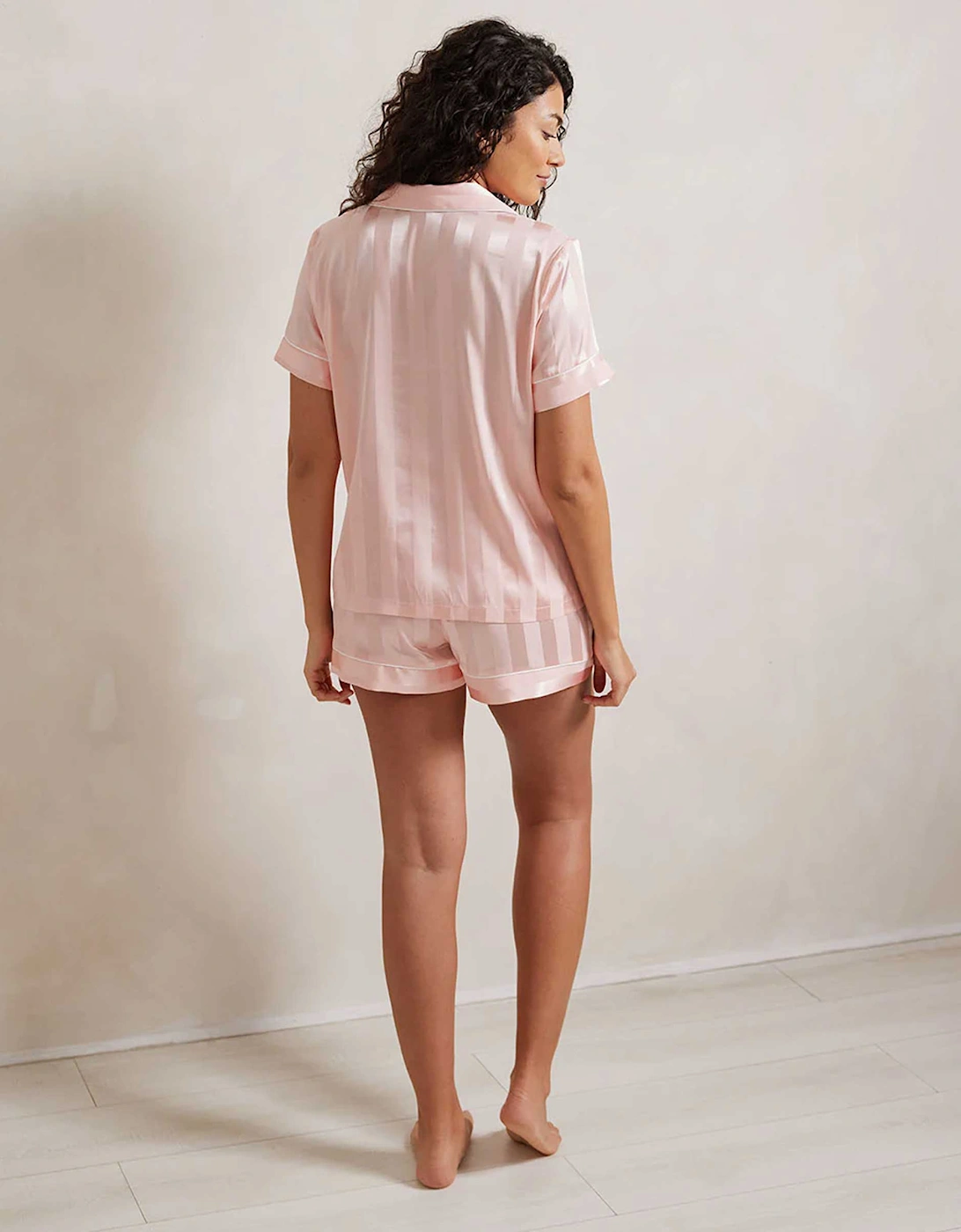 Satin Jacquard Stripe Short Pyjamas