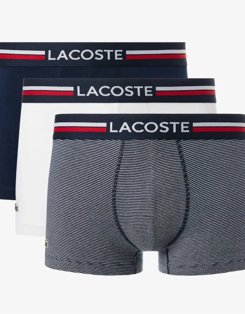 3-Pack Signature Waist Boxer Trunks, Navy Blue/White