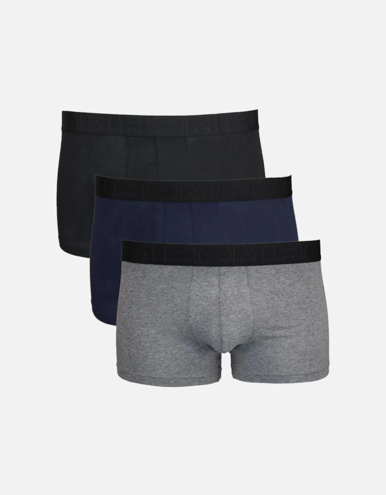 3-Pack Boxerlines Boxer Trunks, Black/Navy/Grey