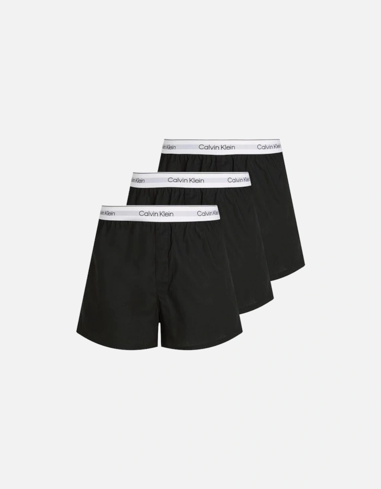 3-Pack Icon Cotton Stretch Slim Boxer Shorts, Black