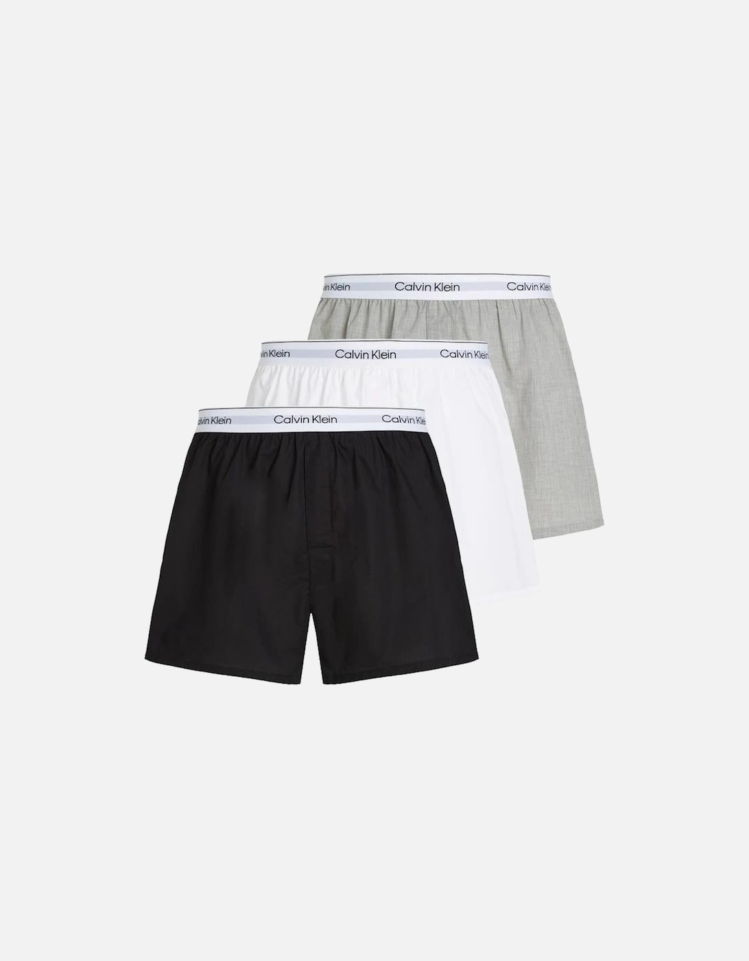 3-Pack Icon Cotton Stretch Slim Boxer Shorts, Black/White/Grey Heather, 4 of 3