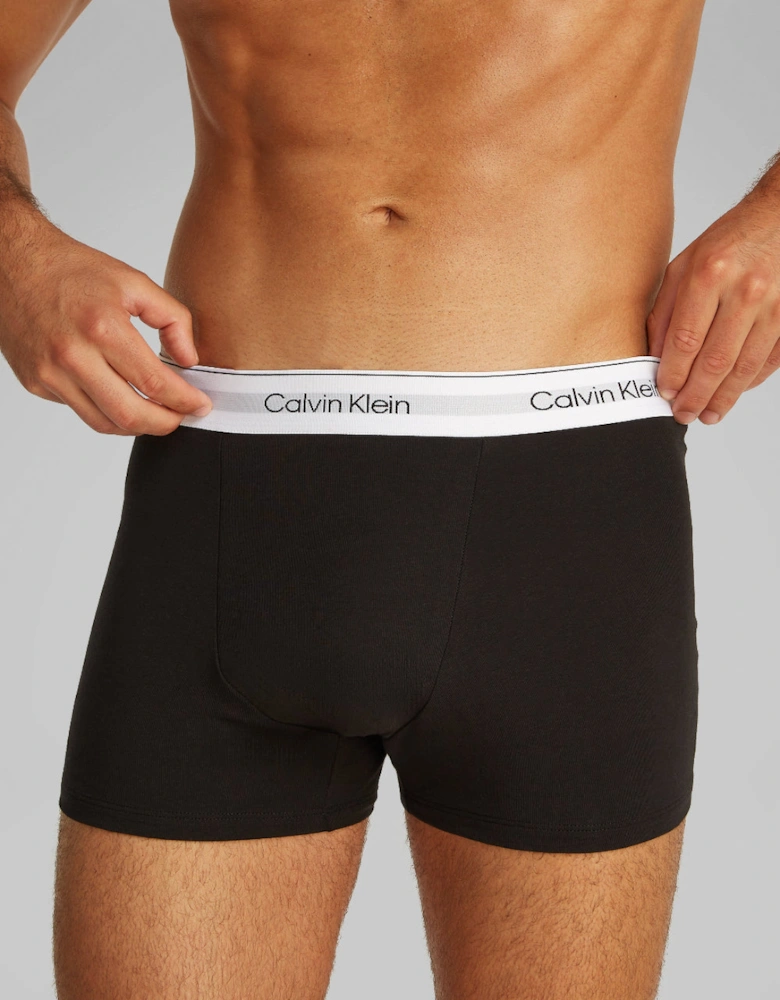 3-Pack Icon Cotton Stretch Relaxed Fit Boxer Trunks, Black/White/Grey Heather