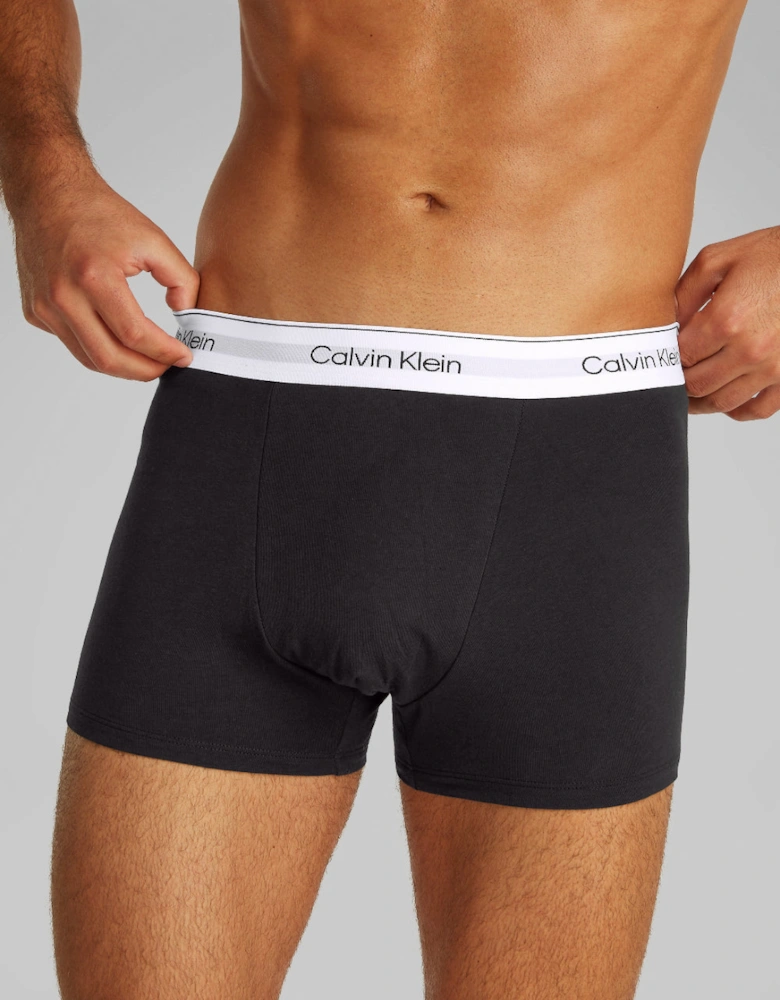 3-Pack Icon Cotton Stretch Relaxed Fit Boxer Trunks, Black/White