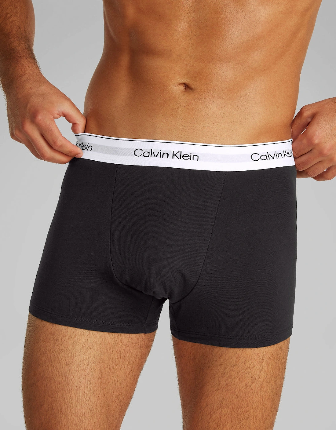 3-Pack Icon Cotton Stretch Relaxed Fit Boxer Trunks, Black/White