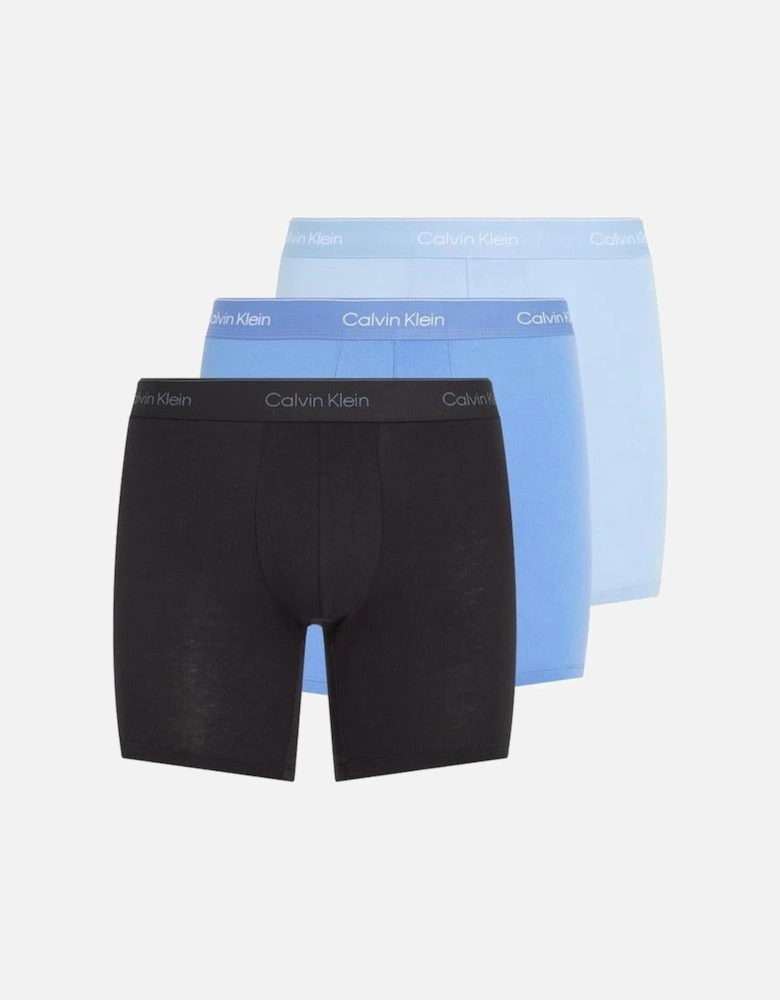 3-Pack Icon Cotton Stretch Boxer Briefs, Black/Glacier/Blue Bell