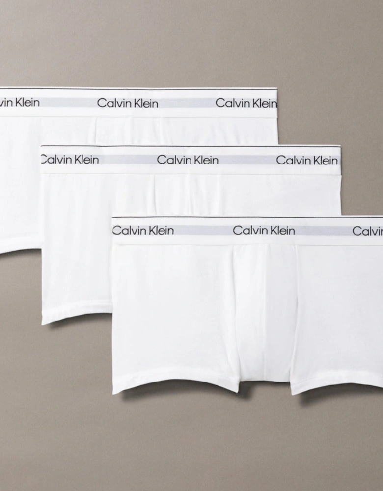 3-Pack Icon Cotton Stretch Low Rise Boxer Trunks, White
