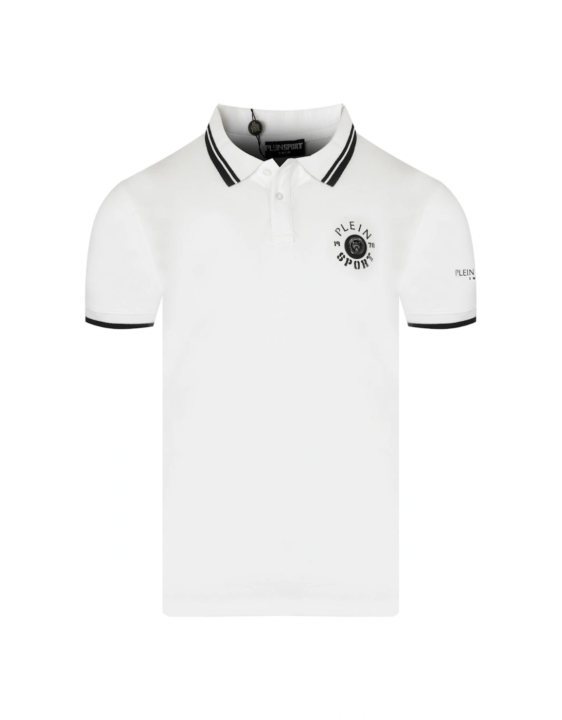 Plein Sport Twin Tipped Collar Tiger Design On Back White Polo Shirt, 5 of 4