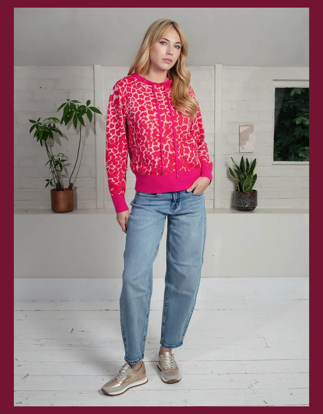 Nooki Design Women's Leopard Norwood Hoodie in Pink - Red - Size: 10/8