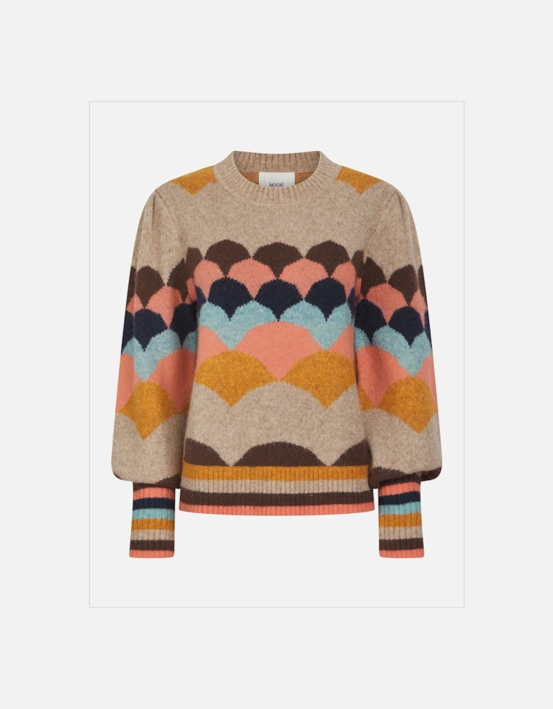 Mabel Scallop Pattern Jumper in Brown