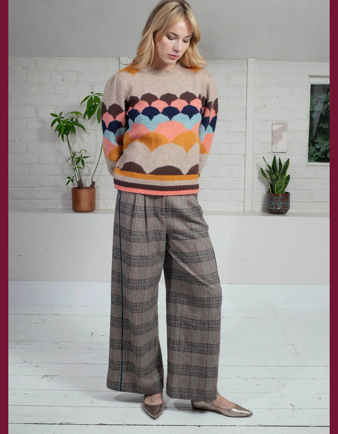 Mabel Scallop Pattern Jumper in Brown