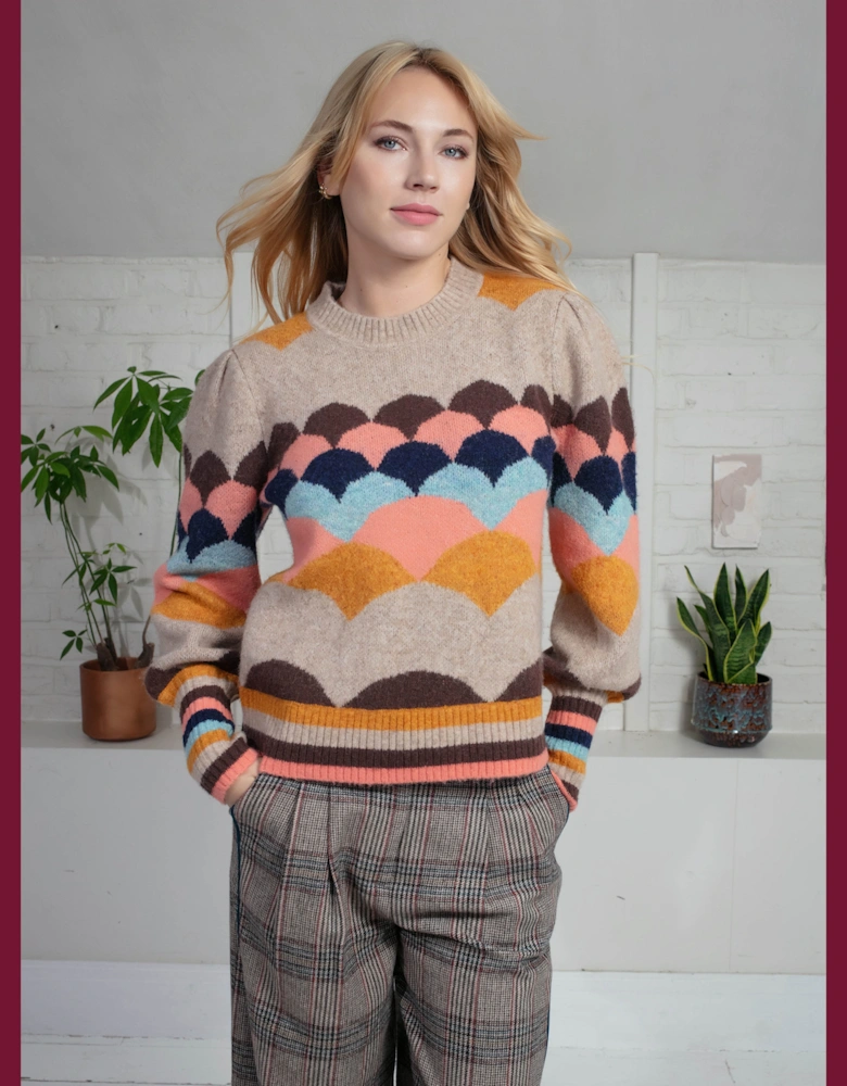 Mabel Scallop Pattern Jumper in Brown