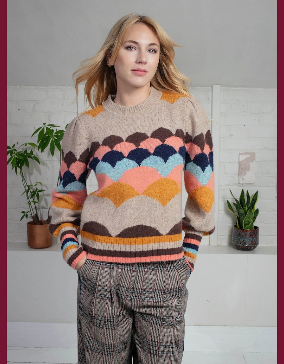 Mabel Scallop Pattern Jumper in Brown