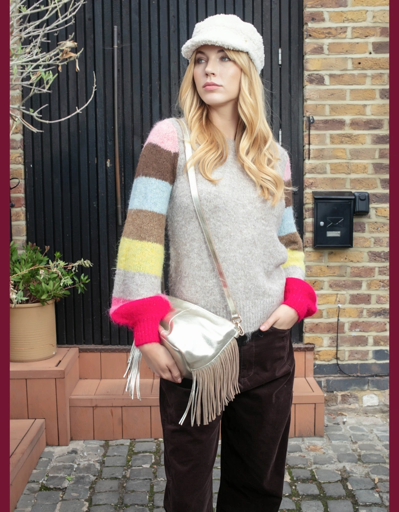 Morgan Supersoft Striped Cuff Jumper in Mink