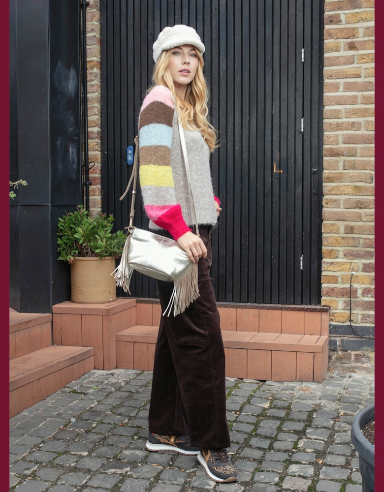 Morgan Supersoft Striped Cuff Jumper in Mink