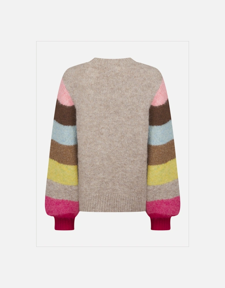 Morgan Supersoft Striped Cuff Jumper in Mink