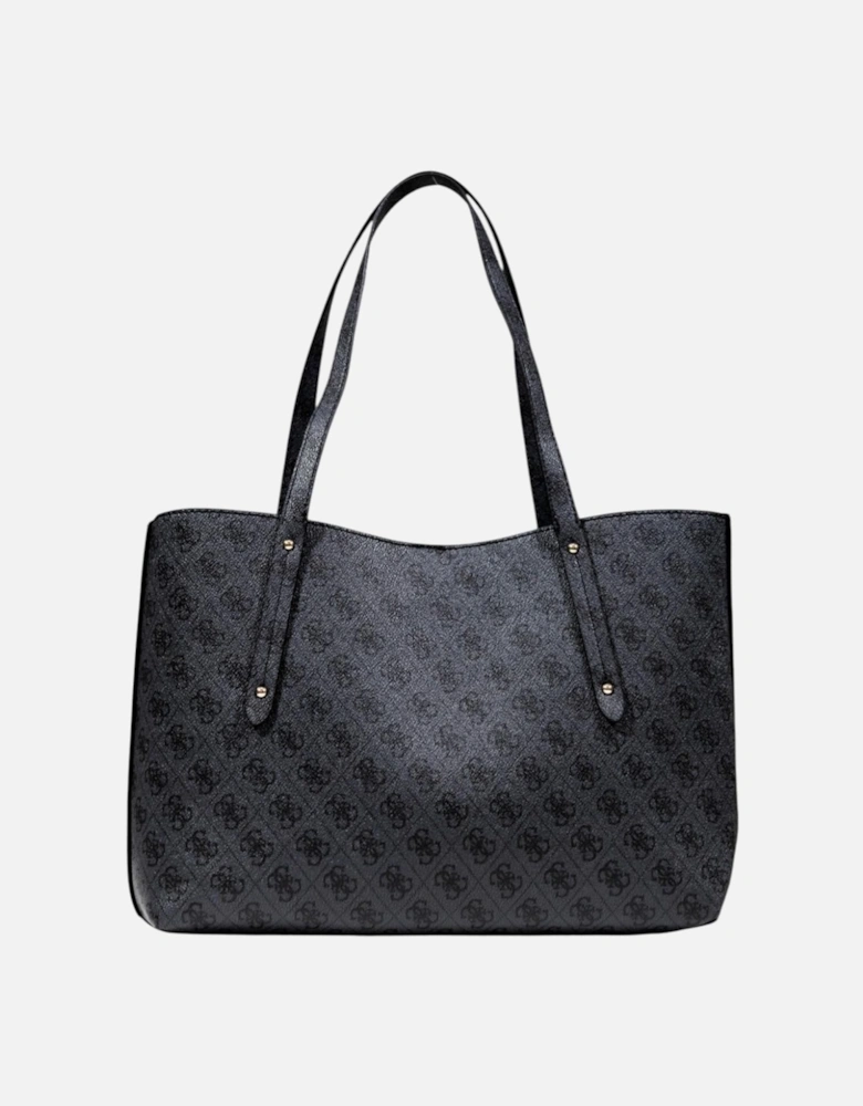 Handbag with Button Fastening and Inside Pockets Women - Black Bags