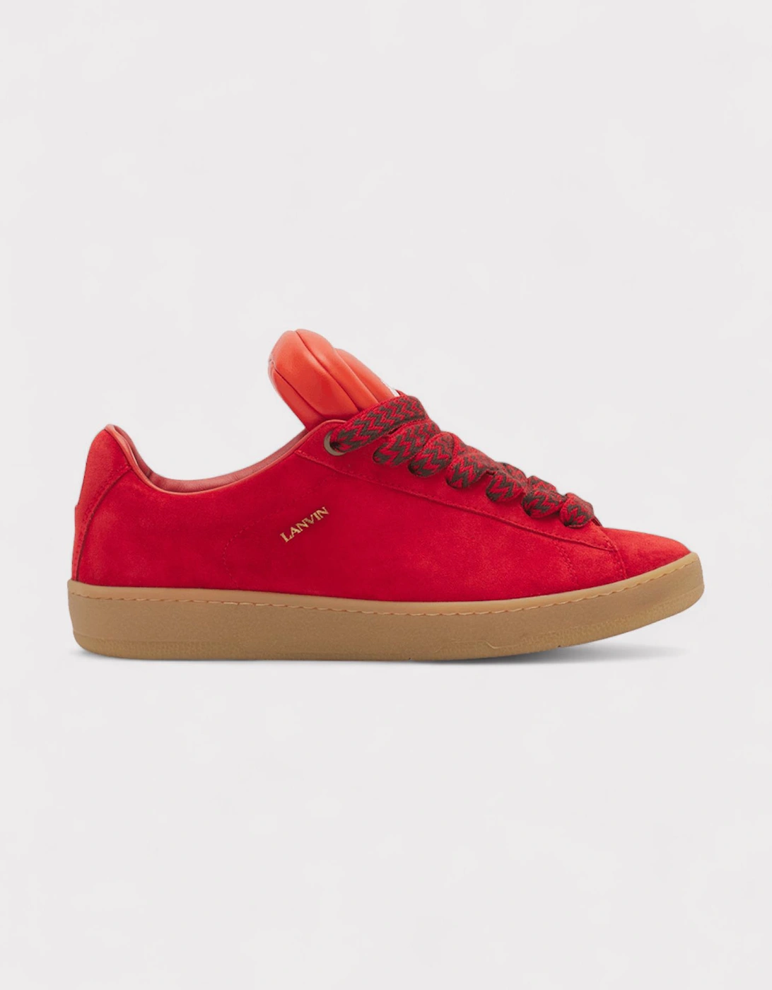 Men's Lanvin X Future Hyper Curb Sneakers Leather Suede Red - Size: 10