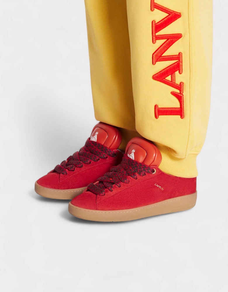 X Future Hyper Curb Sneakers Leather Suede Red
