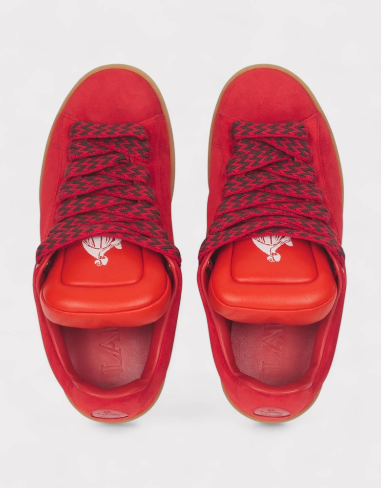 X Future Hyper Curb Sneakers Leather Suede Red