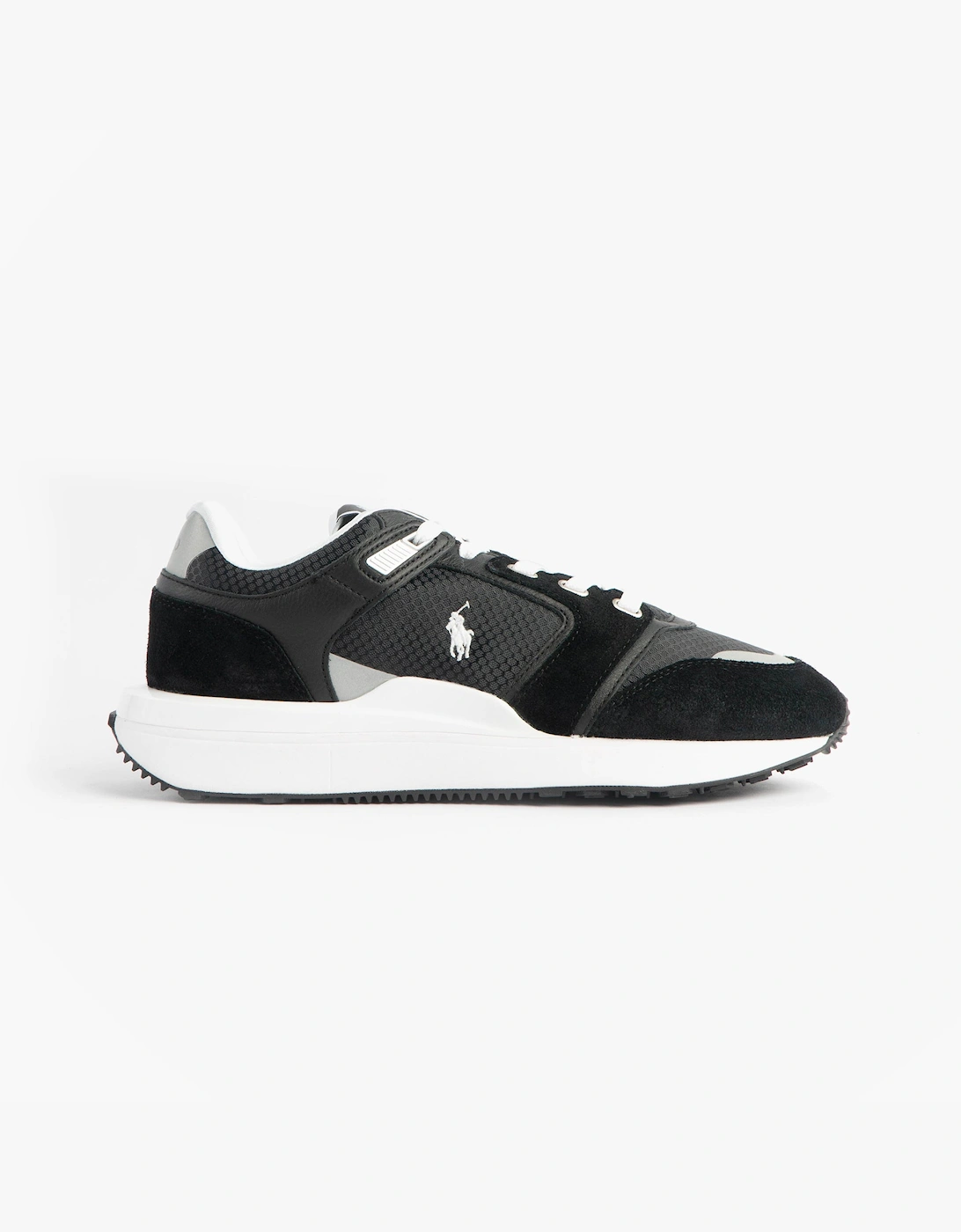 Men's Polo Ralph Lauren Train 89 V2 Mens Suede Panelled Trainer Black/White - Size: 8