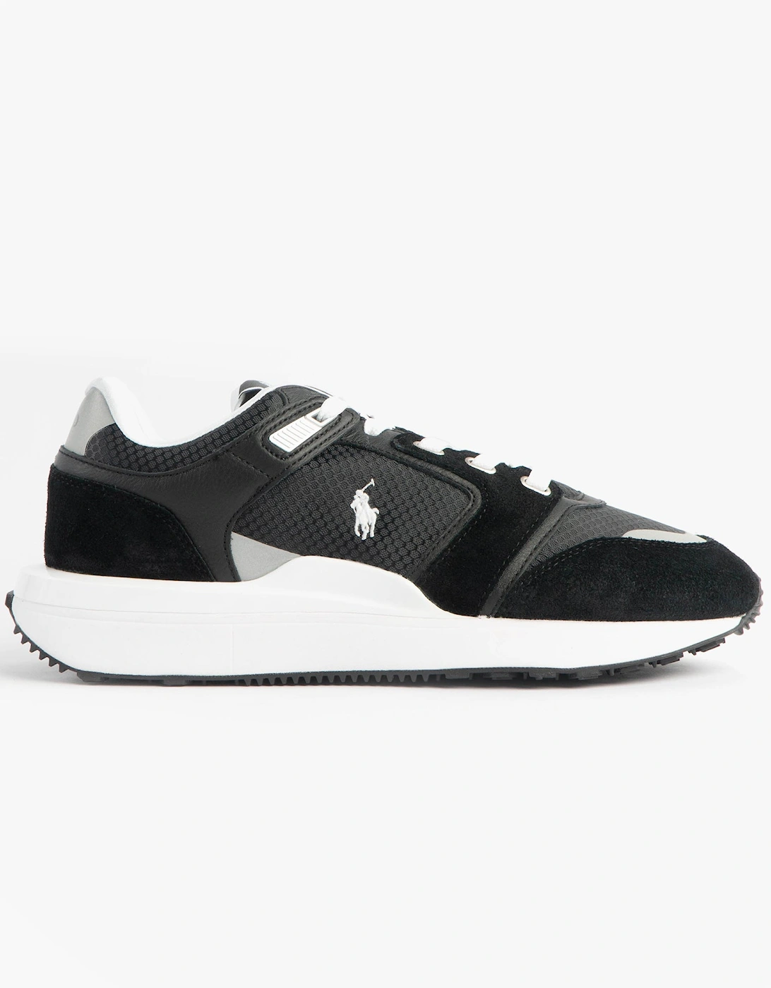 Train 89 V2 Mens Suede Panelled Trainer Black/White, 7 of 6