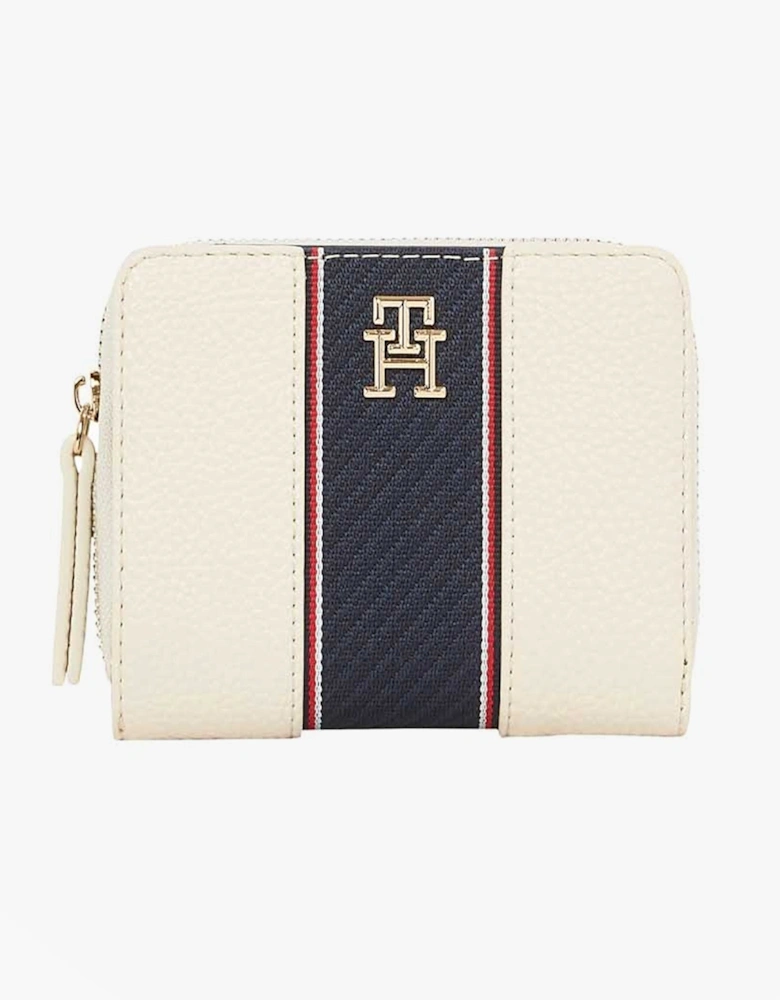 Womens monogram wallet with TH signature Cream